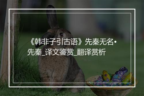 《韩非子引古语》先秦无名•先秦_译文鉴赏_翻译赏析