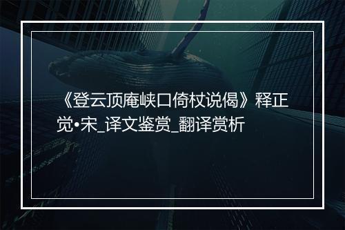 《登云顶庵峡口倚杖说偈》释正觉•宋_译文鉴赏_翻译赏析