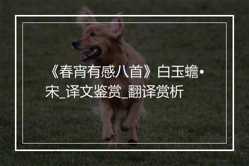 《春宵有感八首》白玉蟾•宋_译文鉴赏_翻译赏析