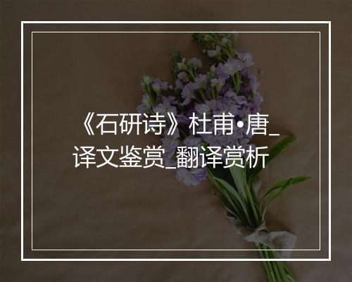 《石研诗》杜甫•唐_译文鉴赏_翻译赏析