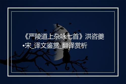 《严陵道上杂咏七首》洪咨夔•宋_译文鉴赏_翻译赏析