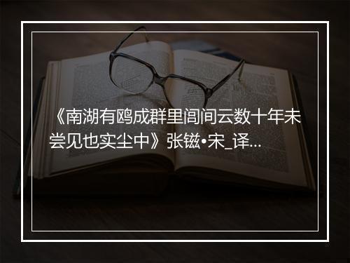 《南湖有鸥成群里闾间云数十年未尝见也实尘中》张镃•宋_译文鉴赏_翻译赏析