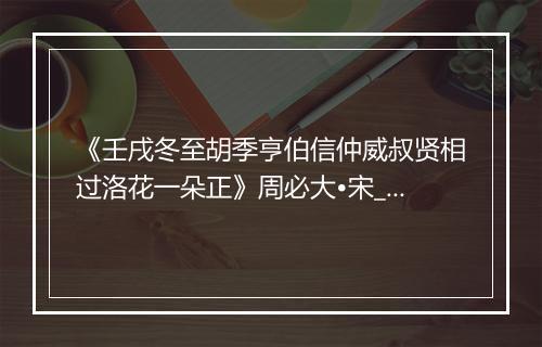 《壬戌冬至胡季亨伯信仲威叔贤相过洛花一朵正》周必大•宋_译文鉴赏_翻译赏析