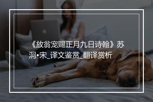 《放翁宠赐正月九日诗翰》苏泂•宋_译文鉴赏_翻译赏析