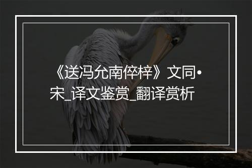 《送冯允南倅梓》文同•宋_译文鉴赏_翻译赏析