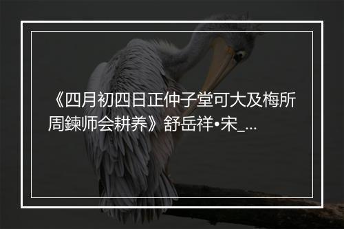 《四月初四日正仲子堂可大及梅所周鍊师会耕养》舒岳祥•宋_译文鉴赏_翻译赏析