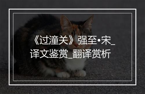 《过潼关》强至•宋_译文鉴赏_翻译赏析