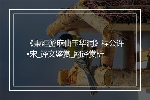 《秉炬游麻仙玉华洞》程公许•宋_译文鉴赏_翻译赏析