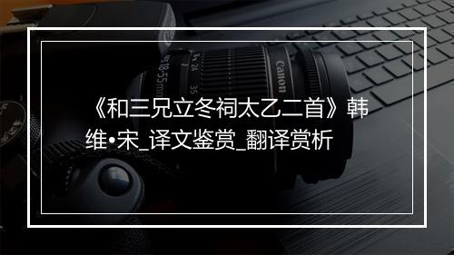 《和三兄立冬祠太乙二首》韩维•宋_译文鉴赏_翻译赏析