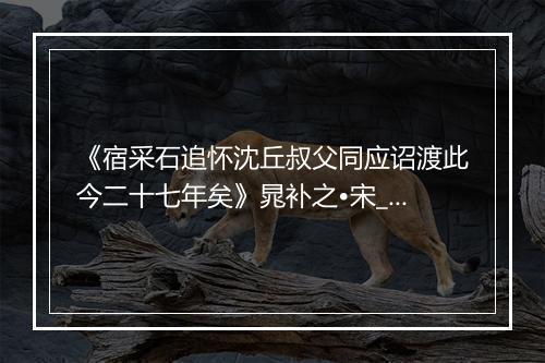 《宿采石追怀沈丘叔父同应诏渡此今二十七年矣》晁补之•宋_译文鉴赏_翻译赏析