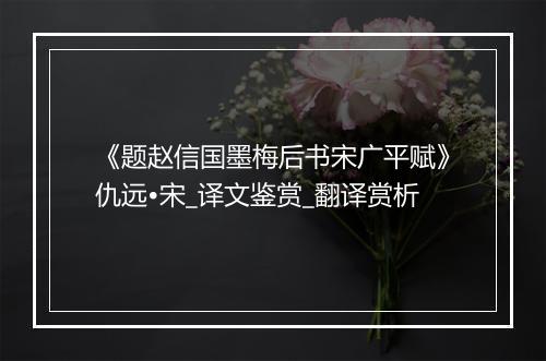 《题赵信国墨梅后书宋广平赋》仇远•宋_译文鉴赏_翻译赏析