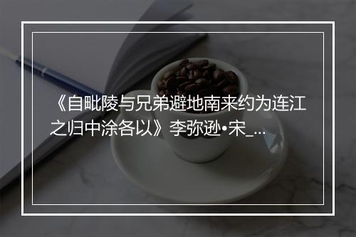 《自毗陵与兄弟避地南来约为连江之归中涂各以》李弥逊•宋_译文鉴赏_翻译赏析