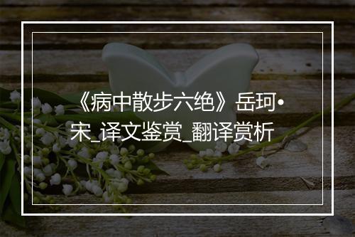 《病中散步六绝》岳珂•宋_译文鉴赏_翻译赏析