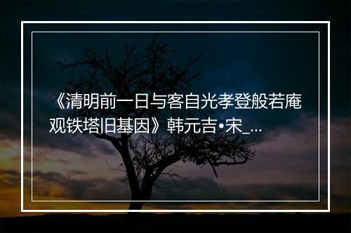 《清明前一日与客自光孝登般若庵观铁塔旧基因》韩元吉•宋_译文鉴赏_翻译赏析