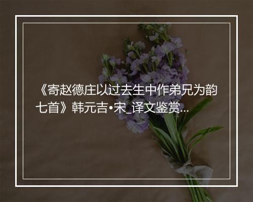 《寄赵德庄以过去生中作弟兄为韵七首》韩元吉•宋_译文鉴赏_翻译赏析