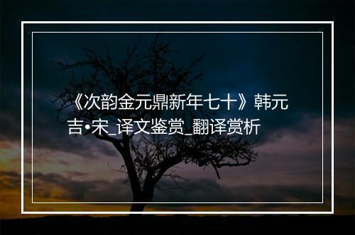 《次韵金元鼎新年七十》韩元吉•宋_译文鉴赏_翻译赏析