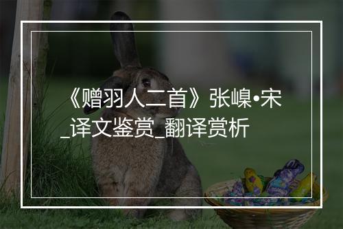 《赠羽人二首》张嵲•宋_译文鉴赏_翻译赏析