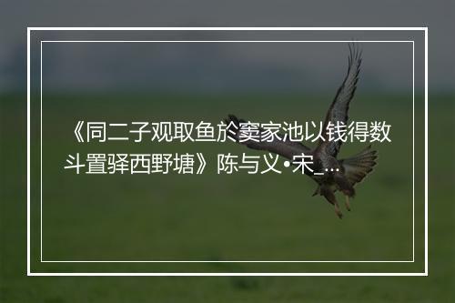 《同二子观取鱼於窦家池以钱得数斗置驿西野塘》陈与义•宋_译文鉴赏_翻译赏析