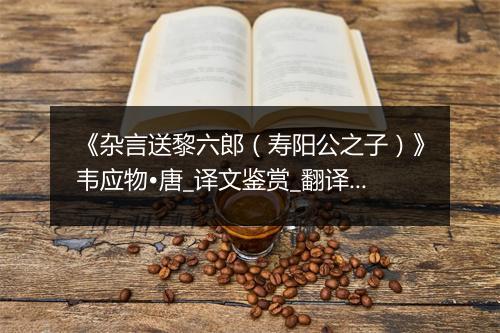 《杂言送黎六郎（寿阳公之子）》韦应物•唐_译文鉴赏_翻译赏析