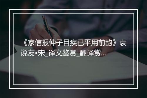 《家信报仲子目疾已平用前韵》袁说友•宋_译文鉴赏_翻译赏析