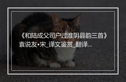 《和陆成父司户过淮阴县韵三首》袁说友•宋_译文鉴赏_翻译赏析