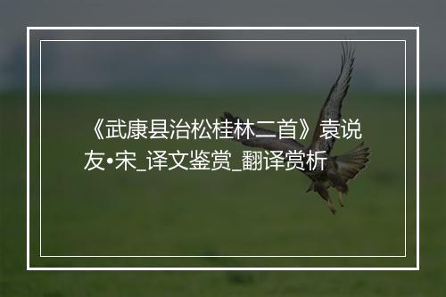 《武康县治松桂林二首》袁说友•宋_译文鉴赏_翻译赏析