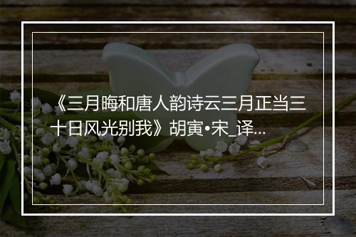 《三月晦和唐人韵诗云三月正当三十日风光别我》胡寅•宋_译文鉴赏_翻译赏析