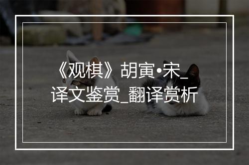 《观棋》胡寅•宋_译文鉴赏_翻译赏析