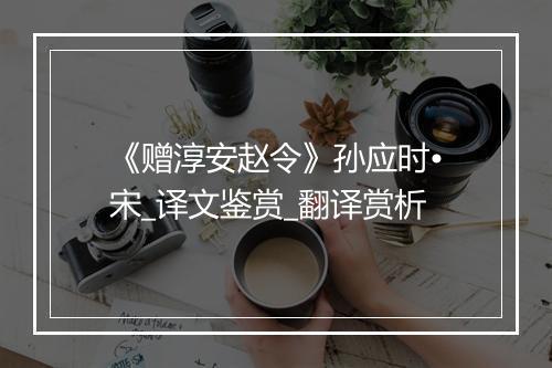 《赠淳安赵令》孙应时•宋_译文鉴赏_翻译赏析