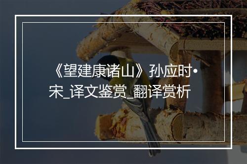 《望建康诸山》孙应时•宋_译文鉴赏_翻译赏析