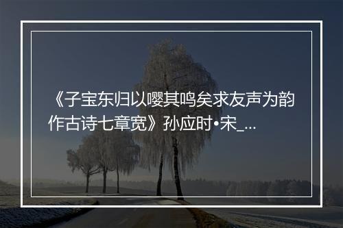 《子宝东归以嘤其鸣矣求友声为韵作古诗七章宽》孙应时•宋_译文鉴赏_翻译赏析