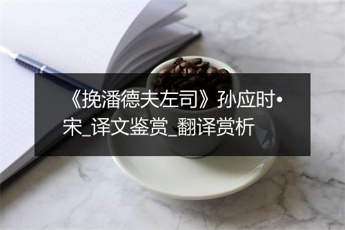 《挽潘德夫左司》孙应时•宋_译文鉴赏_翻译赏析