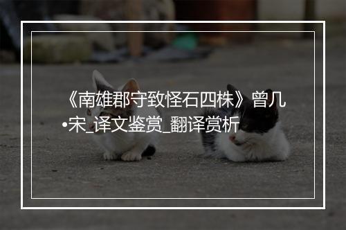 《南雄郡守致怪石四株》曾几•宋_译文鉴赏_翻译赏析