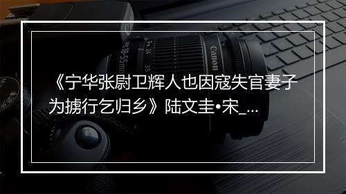 《宁华张尉卫辉人也因寇失官妻子为掳行乞归乡》陆文圭•宋_译文鉴赏_翻译赏析