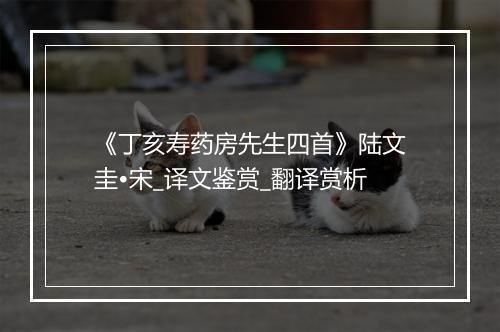 《丁亥寿药房先生四首》陆文圭•宋_译文鉴赏_翻译赏析