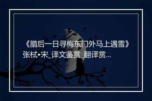 《腊后一日寻梅东门外马上遇雪》张栻•宋_译文鉴赏_翻译赏析