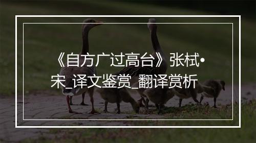 《自方广过高台》张栻•宋_译文鉴赏_翻译赏析