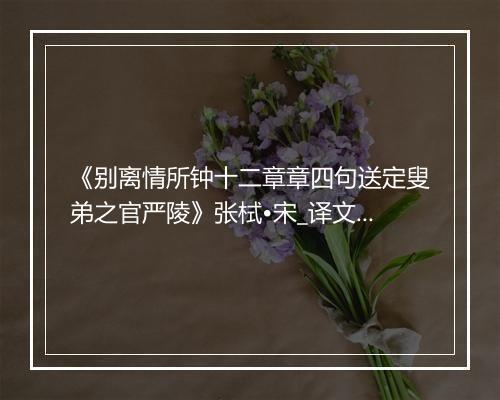 《别离情所钟十二章章四句送定叟弟之官严陵》张栻•宋_译文鉴赏_翻译赏析