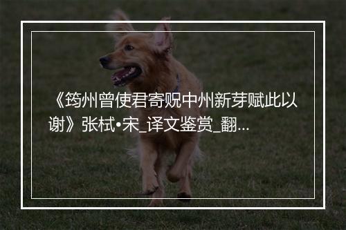 《筠州曾使君寄贶中州新芽赋此以谢》张栻•宋_译文鉴赏_翻译赏析