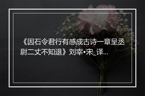 《因石令君行有感成古诗一章呈丞尉二丈不知退》刘宰•宋_译文鉴赏_翻译赏析