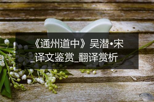 《通州道中》吴潜•宋_译文鉴赏_翻译赏析