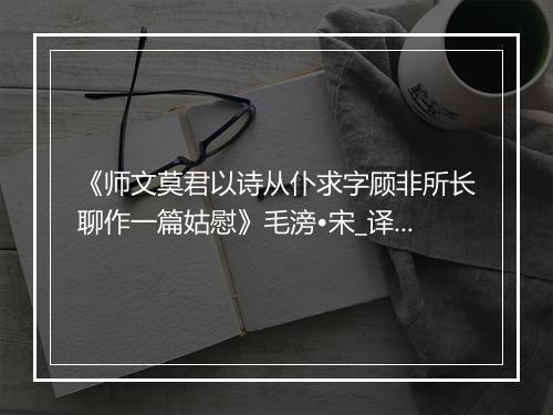 《师文莫君以诗从仆求字顾非所长聊作一篇姑慰》毛滂•宋_译文鉴赏_翻译赏析