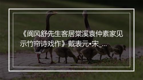 《阆风舒先生客居棠溪袁仲素家见示竹帘诗戏作》戴表元•宋_译文鉴赏_翻译赏析