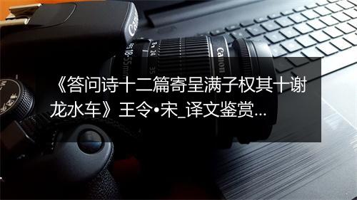 《答问诗十二篇寄呈满子权其十谢龙水车》王令•宋_译文鉴赏_翻译赏析