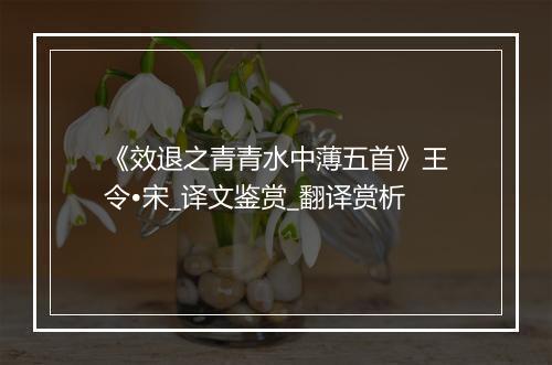 《效退之青青水中薄五首》王令•宋_译文鉴赏_翻译赏析