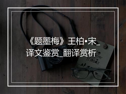 《题墨梅》王柏•宋_译文鉴赏_翻译赏析