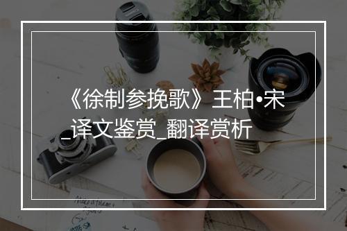 《徐制参挽歌》王柏•宋_译文鉴赏_翻译赏析