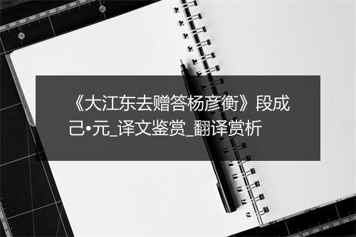 《大江东去赠答杨彦衡》段成己•元_译文鉴赏_翻译赏析