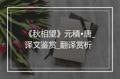 《秋相望》元稹•唐_译文鉴赏_翻译赏析