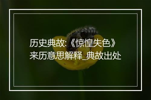 历史典故:《惊惶失色》来历意思解释_典故出处